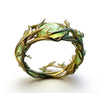 Vine Ring, Alloy with Oval Green Accent, Gold-, Silver- or Rose-Gold-Tone