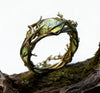 Vine Ring, Alloy with Oval Green Accent, Gold-, Silver- or Rose-Gold-Tone