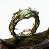 Vine Ring, Alloy with Oval Green Accent, Gold-, Silver- or Rose-Gold-Tone