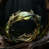 Vine Ring, Alloy with Oval Green Accent, Gold-, Silver- or Rose-Gold-Tone
