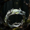 Vine Ring, Alloy with Oval Green Accent, Gold-, Silver- or Rose-Gold-Tone