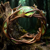 Vine Ring, Alloy with Oval Green Accent, Gold-, Silver- or Rose-Gold-Tone