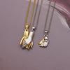 Hugging Puppy Pendant, Two-Tone Copper Design, Pendant Only or Necklace with 42 cm Chain and 5 cm Extension - Product view 1