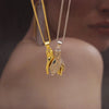 Hugging Puppy Pendant, Two-Tone Copper Design, Pendant Only or Necklace with 42 cm Chain and 5 cm Extension - Product view 4