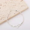 Flat Chain Double Heart Anklet - 8240 bright silver