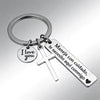 Engraved Keychain, Stainless Steel, Spanish Drive Safely Message and I Love You Charm, Optional Cross