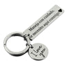 Engraved Keychain, Stainless Steel, Spanish Drive Safely Message and I Love You Charm, Optional Cross