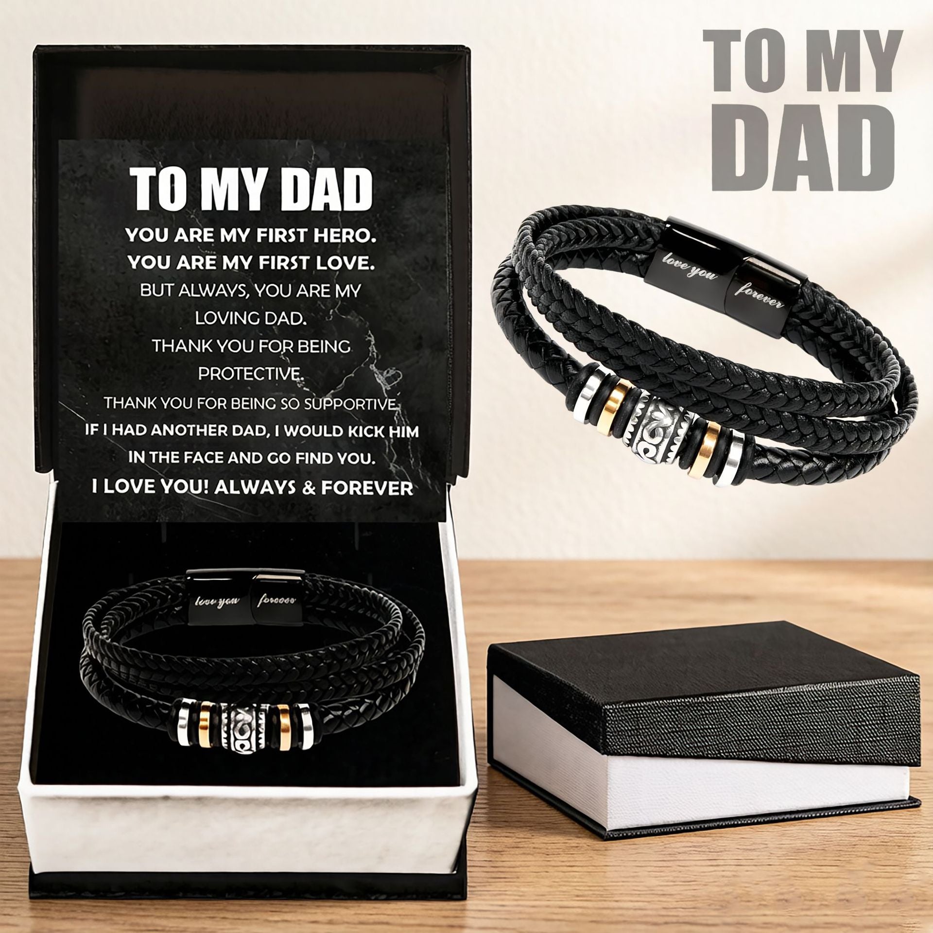 Multi-Layer Woven Bracelet with Magnetic Clasp and Engraved Detail, Bracelet Only or Gift Box Bundle - Product view 1