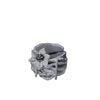 Floral Open Ring, Zinc Alloy, Silver-Tone with Raised Flower and Textured Multi-Bar Band