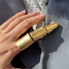 Articulated Full-Finger Ring, Alloy, Segmented Armor Design, Gold- or Silver-Tone, Adjustable