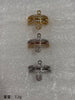 Three-Band Ring Set, Copper with Clear Accents and Safety Pin Charm, Gold-, Silver- or Mixed-Tone