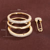 Three-Band Ring Set, Copper with Clear Accents and Safety Pin Charm, Gold-, Silver- or Mixed-Tone
