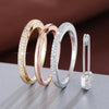 Three-Band Ring Set, Copper with Clear Accents and Safety Pin Charm, Gold-, Silver- or Mixed-Tone