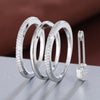 Three-Band Ring Set, Copper with Clear Accents and Safety Pin Charm, Gold-, Silver- or Mixed-Tone