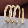 Three-Band Ring Set, Copper with Clear Accents and Safety Pin Charm, Gold-, Silver- or Mixed-Tone