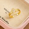 Cross Ring for Women, Copper Band with Openwork Geometric Design, Assorted Style Options - JZ-1 (Real Gold Plating)