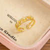Cross Ring for Women, Copper Band with Openwork Geometric Design, Assorted Style Options - JZ-3 (Real Gold Plating)