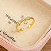 Cross Ring for Women, Copper Band with Openwork Geometric Design, Assorted Style Options - JZ-4 (Real Gold Plating)