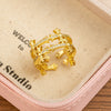 Cross Ring for Women, Copper Band with Openwork Geometric Design, Assorted Style Options - JZ-6 (Real Gold Plating)