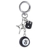 8-Ball Keychain, Resin Ball with Dice, Star or Heart Charms, Four Design Options