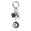 8-Ball Keychain, Resin Ball with Dice, Star or Heart Charms, Four Design Options