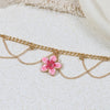 Floral Anklet for Women, Alloy Chain with Gold-Tone Beads and Tassel Accents - Product view 3