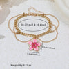 Floral Anklet for Women, Alloy Chain with Gold-Tone Beads and Tassel Accents - Product view 4