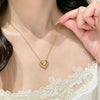 Heart Pendant Necklace for Women, Gold-Tone Stainless Steel Pendant with Sparkling Accents, Two Design Options - Sparkling heart 02 / 18K