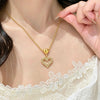 Heart Pendant Necklace for Women, Gold-Tone Stainless Steel Pendant with Sparkling Accents, Two Design Options - Product view 3