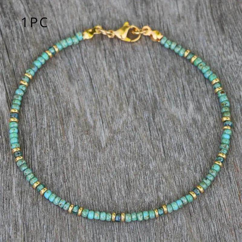 Beaded Anklets for Women, Bohemian-Inspired Designs with Colored Stone-Style and Glass Bead Accents - Ankle bracelet style one