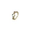 Adjustable Open Leaf Ring for Women, Copper Band with Clear, Green or Multicolor Zircon Accents - Product view 5