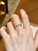 Adjustable Open Leaf Ring for Women, Copper Band with Clear, Green or Multicolor Zircon Accents - Colored zirconium gold / Adjustable opening