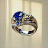 Scrollwork Ring, Alloy, Blue or Purple Accent, Silver-Tone and Two-Tone Designs