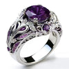 Scrollwork Ring, Alloy, Blue or Purple Accent, Silver-Tone and Two-Tone Designs