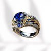 Scrollwork Ring, Alloy, Blue or Purple Accent, Silver-Tone and Two-Tone Designs