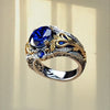 Scrollwork Ring, Alloy, Blue or Purple Accent, Silver-Tone and Two-Tone Designs