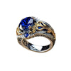 Scrollwork Ring, Alloy, Blue or Purple Accent, Silver-Tone and Two-Tone Designs