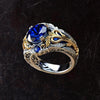 Scrollwork Ring, Alloy, Blue or Purple Accent, Silver-Tone and Two-Tone Designs