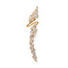 Long Leaf Open Ring, Copper with Clear Accents, Gold- or Silver-Tone, Adjustable