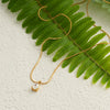 Teardrop Pendant Necklace for Women, Titanium Steel Snake Chain with Zircon Accent, Gold or Silver Tone - Product view 2