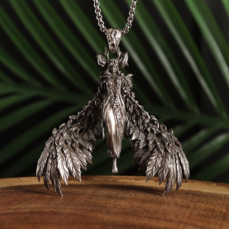 Winged Horse Pendant Necklace, Silver-Tone Alloy Pegasus Design on a Long Chain - Product view 1