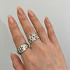 Silver-Tone Open Ring for Women, Assorted Ornate Cross and Floral Accent Designs
