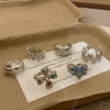 Silver-Tone Open Ring for Women, Assorted Ornate Cross and Floral Accent Designs