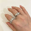 Silver-Tone Open Ring for Women, Assorted Ornate Cross and Floral Accent Designs