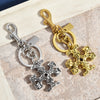 Ornate Cross Charm Keychain, Metal, Gold- or Silver-Tone with Lobster Clasp