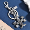 Ornate Cross Charm Keychain, Metal, Gold- or Silver-Tone with Lobster Clasp