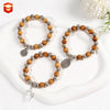 Wooden Bead Stretch Bracelet, 10 mm Beads with Cross and Religious Charm Design Options - Product view 1