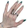 Open Ring for Women, Antique Silver-Tone Leaf Branch or Floral Band Design