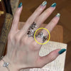 Open Ring for Women, Antique Silver-Tone Leaf Branch or Floral Band Design