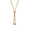 Gold-tone adjustable snake chain lariat necklace with round beads